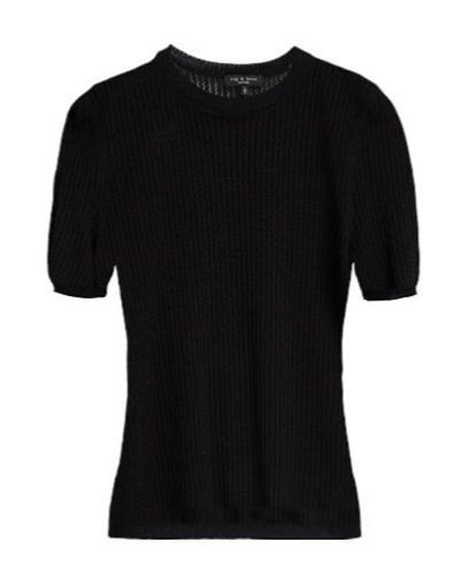 Rag & Bone Black Solid-Color Knitted Short-Sleeved Shirt
