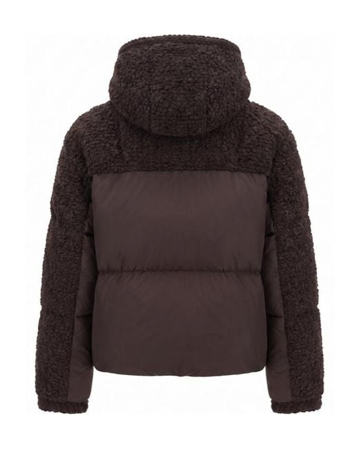 Moncler Brown Cristallin Hooded Wool Blend Short Down Jacket