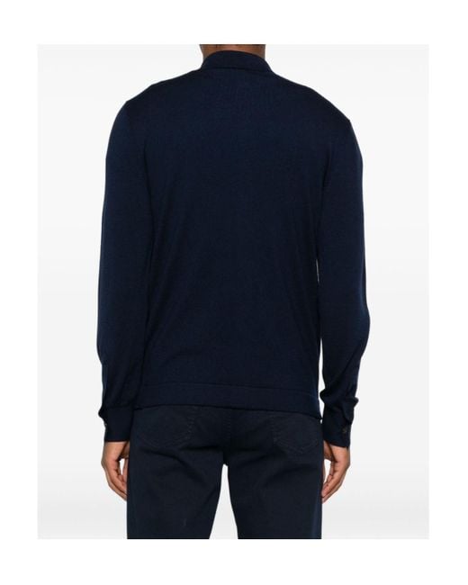 Eleventy Blue Button-Down Wool Shirt for men