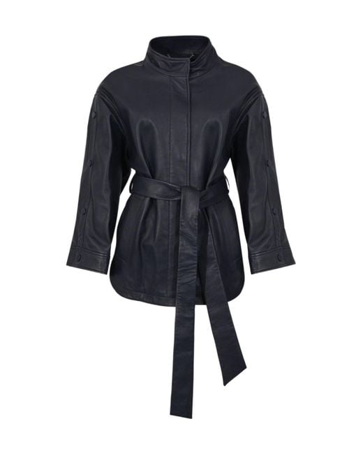 Blugirl Blumarine Blue Belted Stand-Collar Jacket