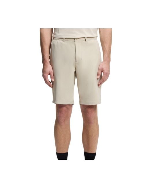 Boss White Logo-Patch Side-Stripe Shorts for men