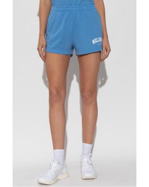 Sporty & Rich Blue Elastic Waist Shorts