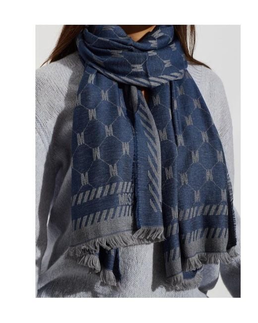 Moschino Blue Tasseled Scarf for men
