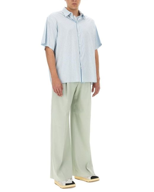 Lanvin White Striped Short-Sleeved Shirt for men