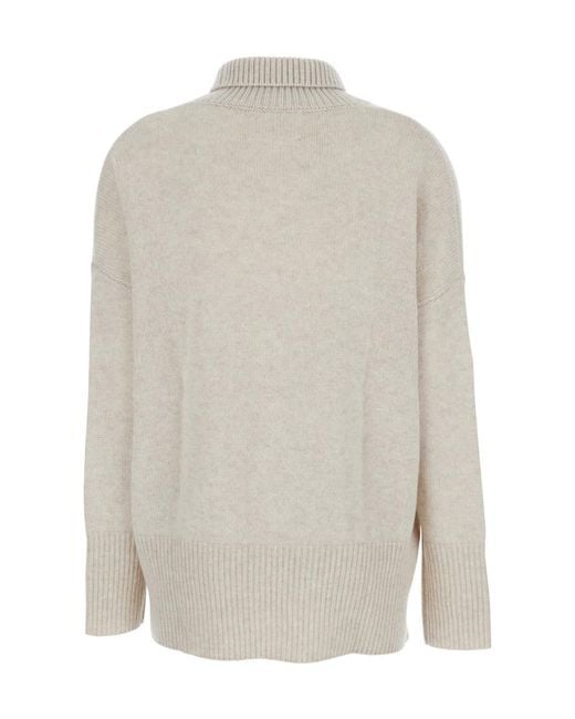 Lisa Yang White Turtleneck Knit Sweater