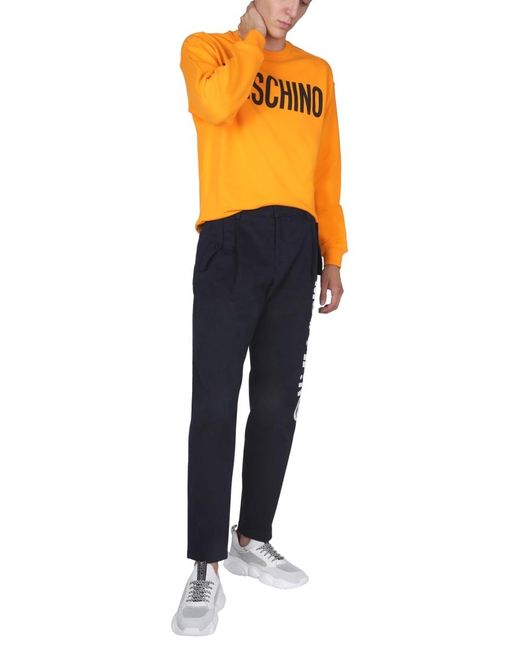 Moschino Blue Logo Design Casual Pants for men