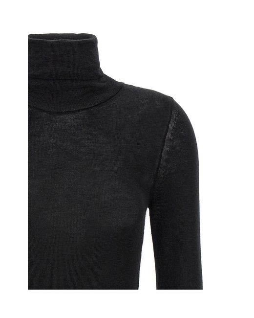 Tom Ford Black Compact Fine Knit Turtleneck Top
