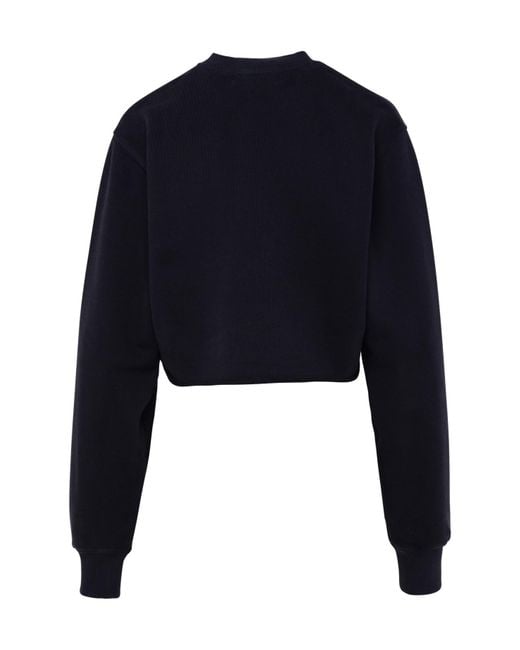 Ambush Blue Logo Embroidered Crewneck Cropped Sweatshirt