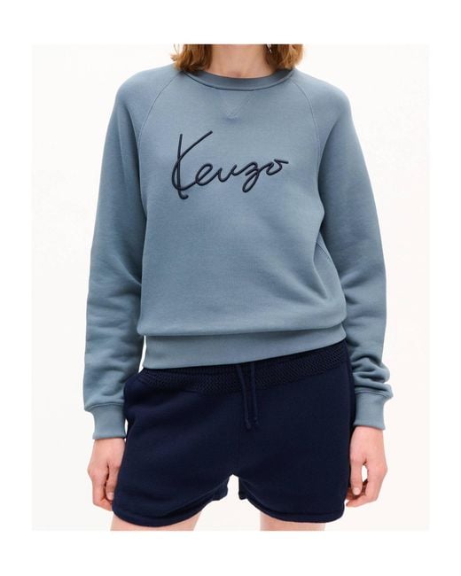 KENZO Blue Signature' Embroidered Sweatshirt