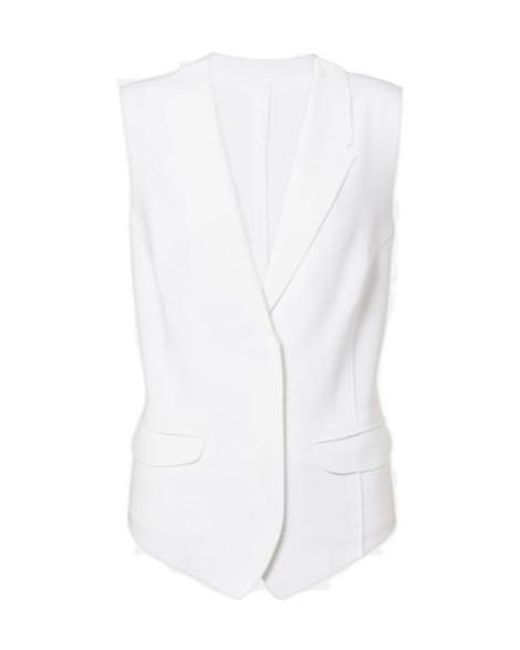 Norma Kamali White Notched Lapel Waistcoat With Zigzag Edges