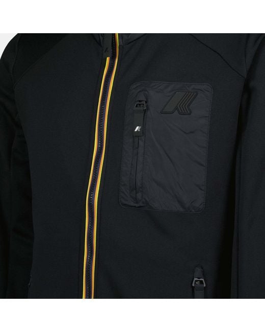 K-Way Black Logo Patch Zip-Up Jacket for men