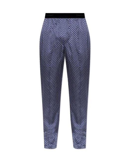 Tom Ford Blue Elastic-Waist Casual Trousers for men