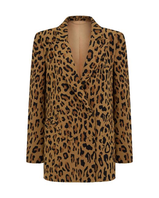 Blazé Milano Brown Leopard-Print Blazer
