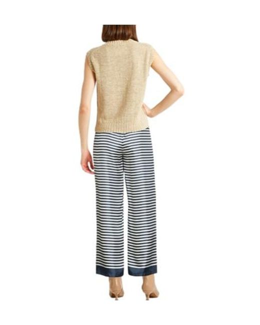 Max Mara Blue Striped Wide-Leg Pants