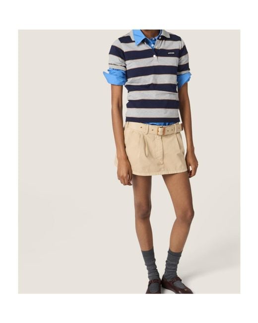 Miu Miu Natural Cotton Belted Mini Skirt