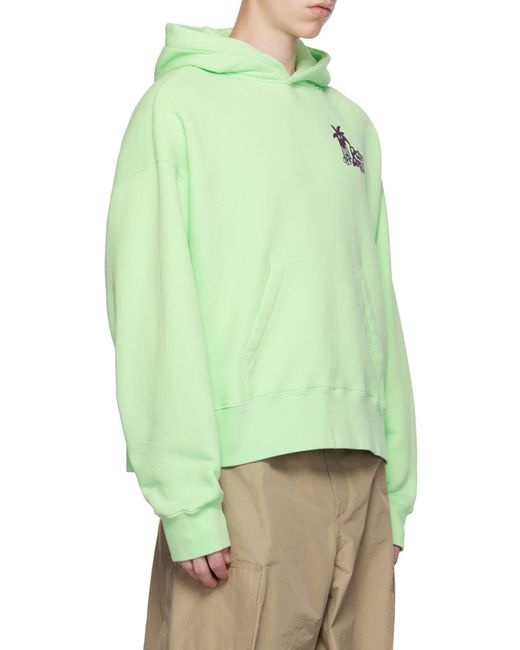 Palm Angels Green Douby Classic Fit Hoodie for men