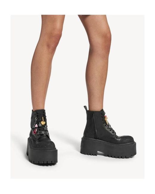 Balenciaga Black Strike Charm Platform Boots