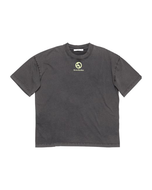 Acne Gray Logo-Print Organic Cotton T-Shirt for men