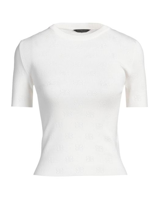 Balenciaga White Lightweight Short-Sleeve Knit Sweater