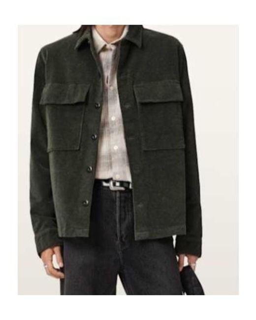 AllSaints Green Hawker Corduroy Shirt for men
