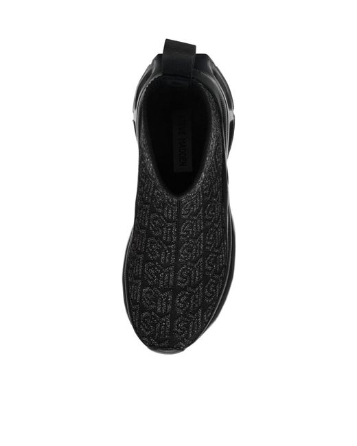 Steve Madden Black Jacquard Knit Sock-Style Sneakers