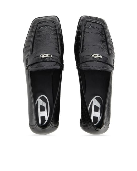 DIESEL Black D Amber Moc 30 Loafer Heeled Pumps