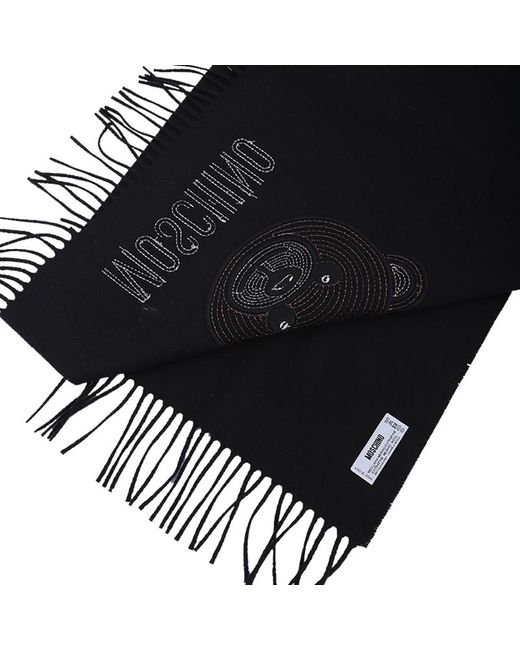 Moschino Black Logo Printed Scarf