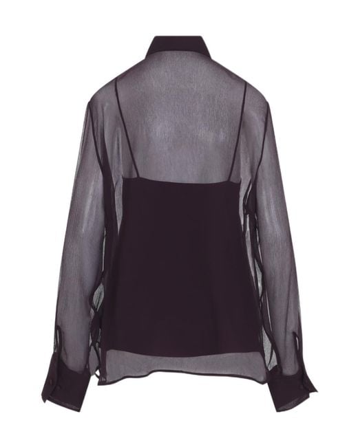 Ermanno Scervino Purple Sheer Button-Front Top