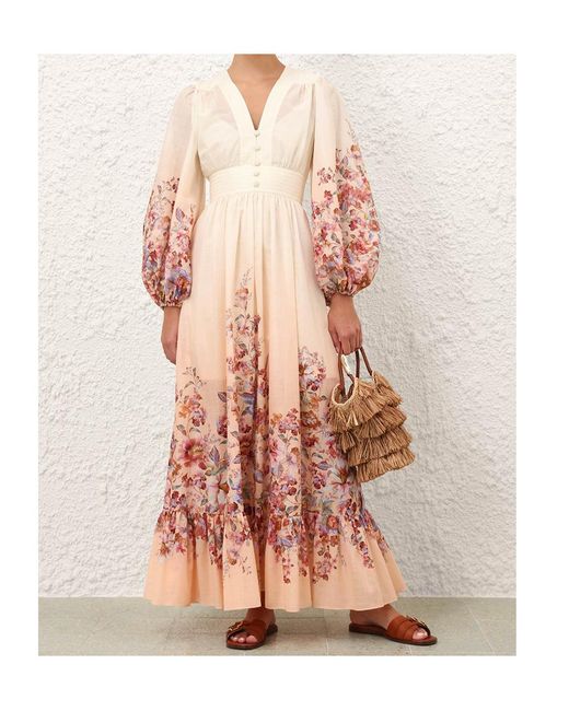 Zimmermann Pink Awaken Plunge Maxi Dress