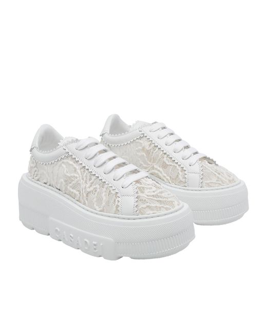 Casadei White Liberty Nexus Platform Sneakers