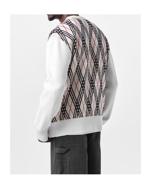 Burberry White Check Knit for men