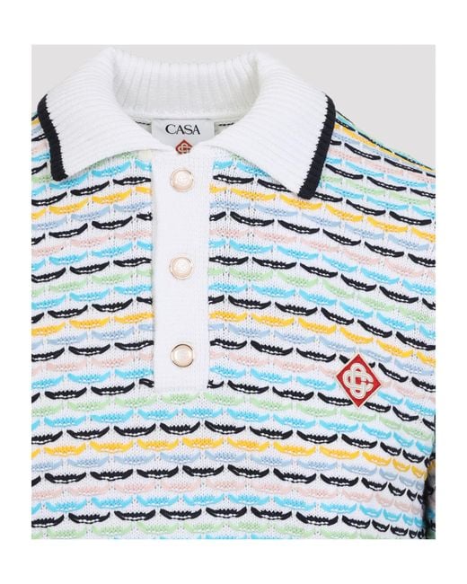 Casablanca Blue Shirt Sleeved Knitted Polo Shirt for men