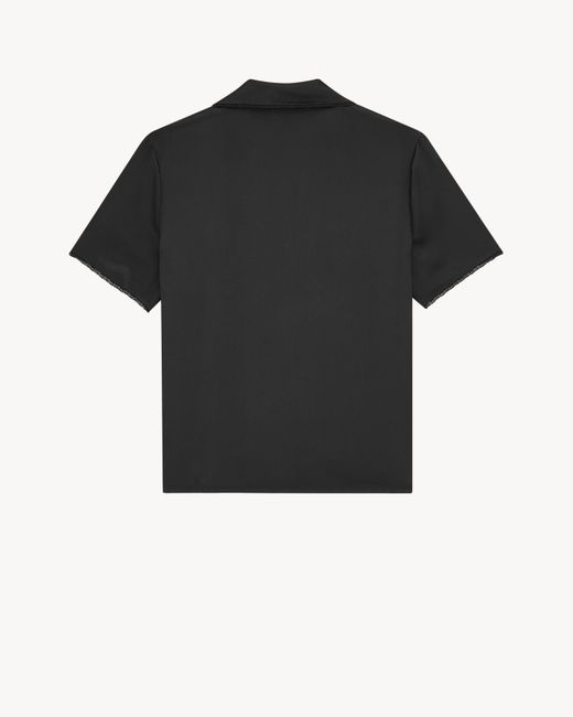 Saint Laurent Black Lace-Trim Silk Shirt