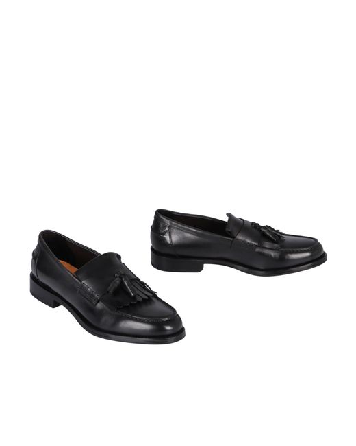 Doucal's Black Tassel Fringe Loafers for men