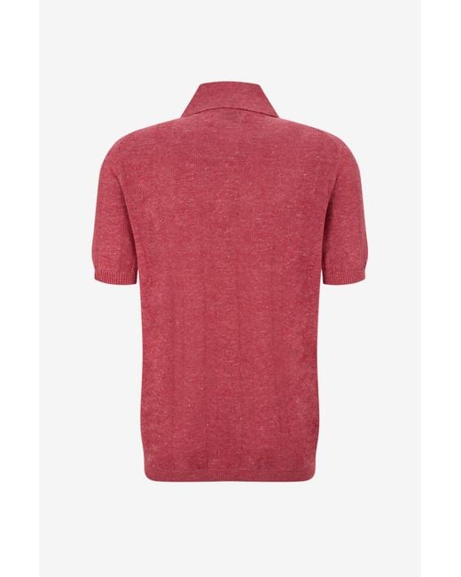 Brunello Cucinelli Red Short-Sleeved Polo Shirt for men
