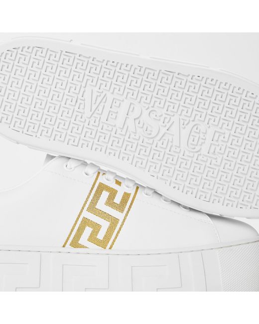 Versace White Solid Color Sneakers
