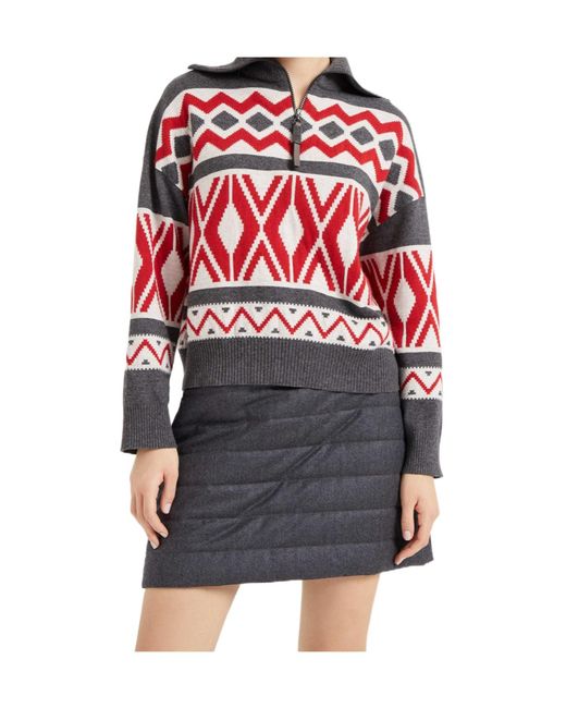 Brunello Cucinelli Red Jacquard Knit Jumper