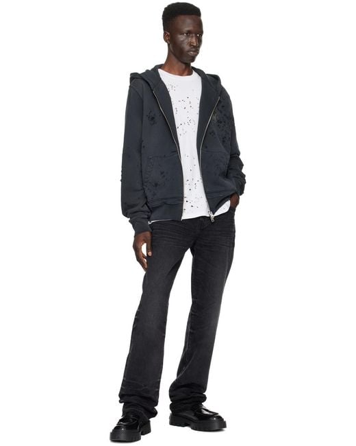 Amiri Blue Logo Patch Straight Leg Jeans for men