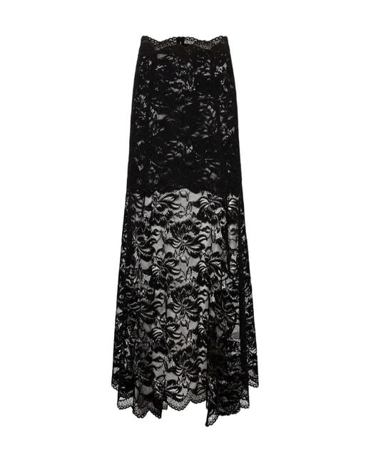 Rabanne Black Rabanne Scalloped Lace Midi Skirt