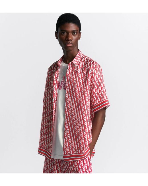Dior Oblique Short-Sleeved Shirt in Red for Men | Lyst
