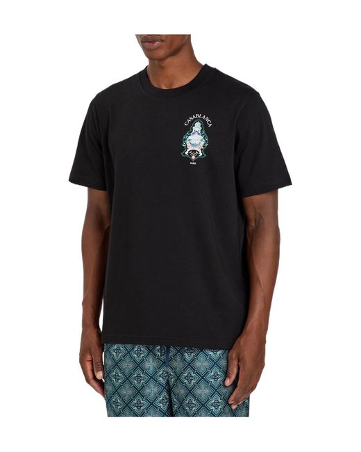 Casablanca Black Front And Back Printed T-Shirt for men