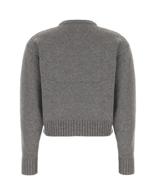 Patou Gray Logo Crew Knitted Sweater