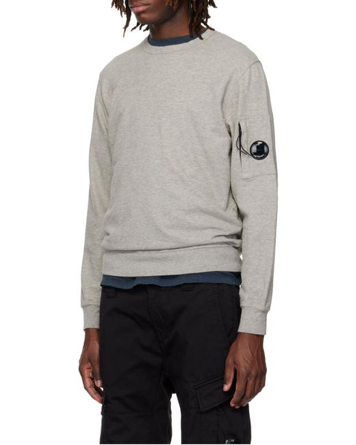 C P Company Gray Long-Sleeved Crew Neck Sweatshirt for men