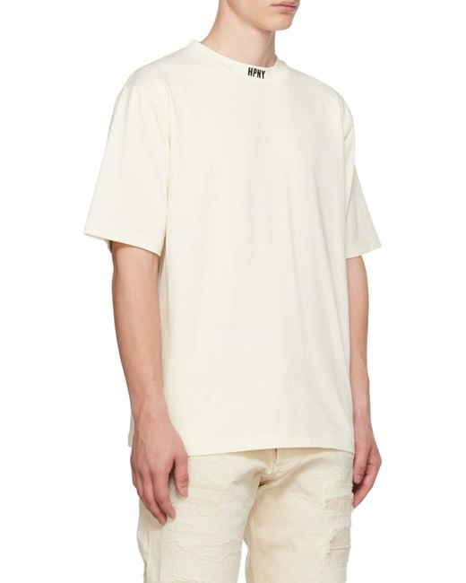 Heron Preston White Logo Embroidered Crewneck T-Shirt for men