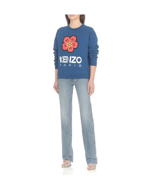 KENZO Blue Logo Printed Crewneck Sweatshirt