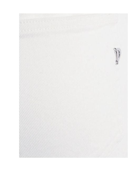 Dondup White Straight Hem Mini Denim Skirt