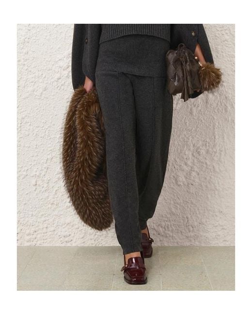 Zimmermann Gray Valiant Knit Barrel Pant