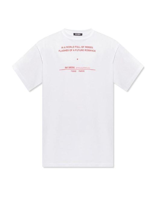 Raf Simons White Tour Date-Print T-Shirt for men