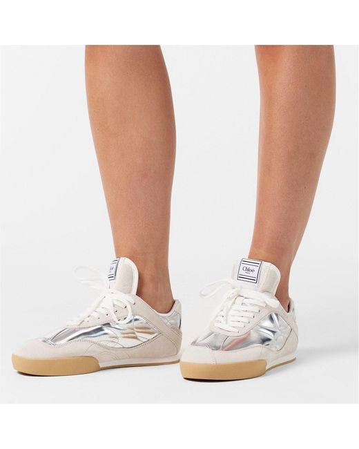 Chloé White Lace-Up Low-Top Sneakers