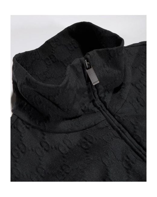 Gucci Black Gg Jersey Jacquard Zp Jacket